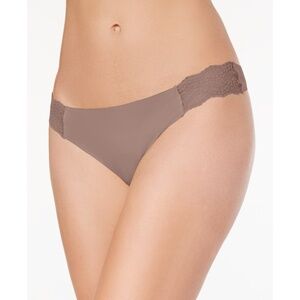 NWT New Wacoal B.Temptd Taupe B Bare Lace Detail Lightweight Thong Size Large